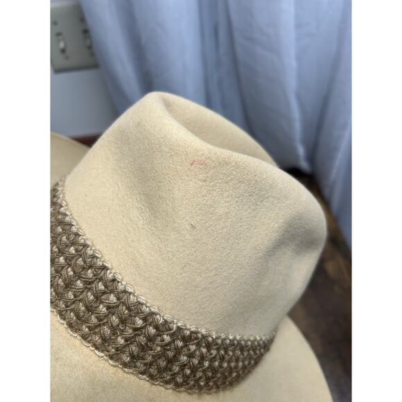 VTG Stetson 4X Western Cowboy Hat Tan Fur Felt Rancher Style USA Braided Buckle - Picture 4 of 16